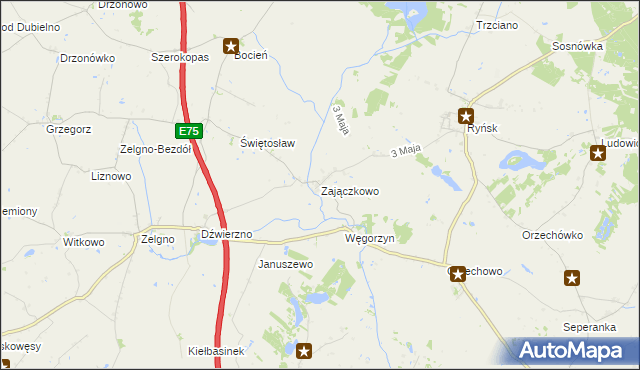 mapa Zajączkowo gmina Chełmża, Zajączkowo gmina Chełmża na mapie Targeo