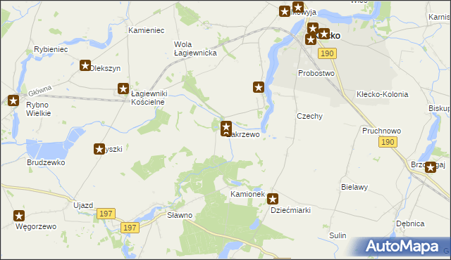 mapa Zakrzewo gmina Kłecko, Zakrzewo gmina Kłecko na mapie Targeo