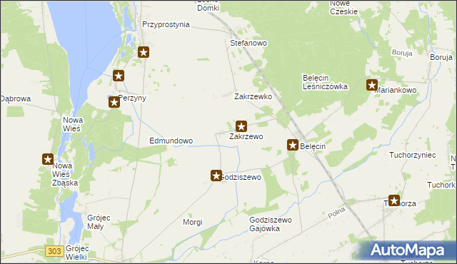 mapa Zakrzewo gmina Siedlec, Zakrzewo gmina Siedlec na mapie Targeo