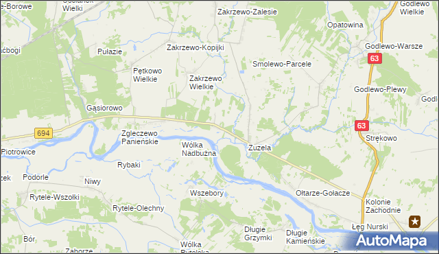 mapa Zakrzewo-Słomy, Zakrzewo-Słomy na mapie Targeo
