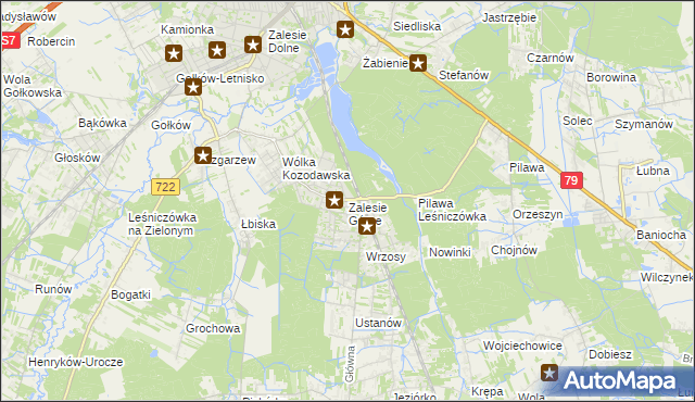 mapa Zalesie Górne, Zalesie Górne na mapie Targeo