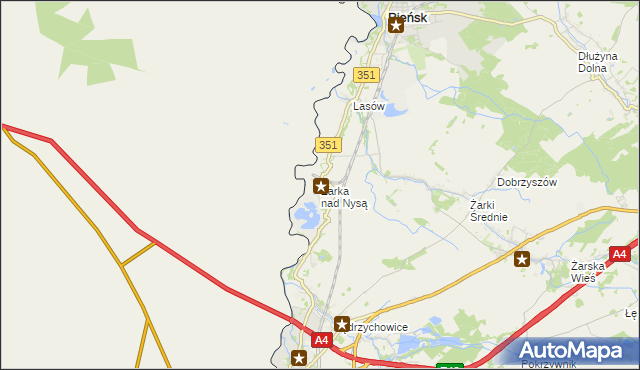 mapa Żarka nad Nysą, Żarka nad Nysą na mapie Targeo