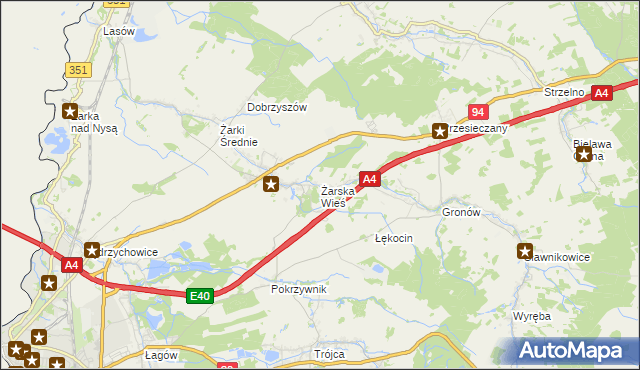 mapa Żarska Wieś, Żarska Wieś na mapie Targeo