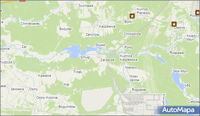 mapa Zarzecze gmina Kluki, Zarzecze gmina Kluki na mapie Targeo