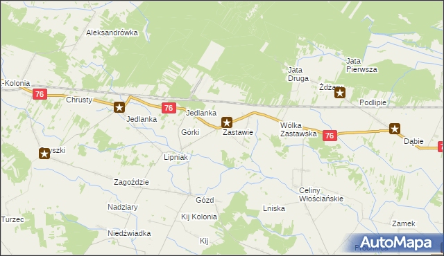 mapa Zastawie gmina Stanin, Zastawie gmina Stanin na mapie Targeo