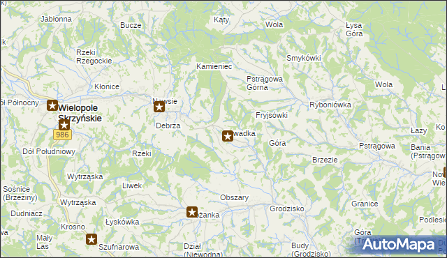 mapa Zawadka gmina Strzyżów, Zawadka gmina Strzyżów na mapie Targeo