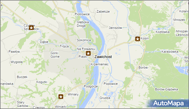 mapa Zawichost, Zawichost na mapie Targeo