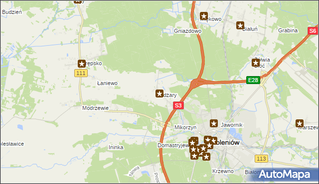 mapa Żdżary gmina Goleniów, Żdżary gmina Goleniów na mapie Targeo