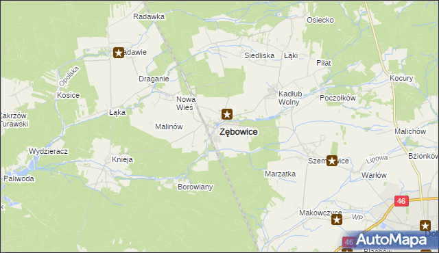 mapa Zębowice powiat oleski, Zębowice powiat oleski na mapie Targeo