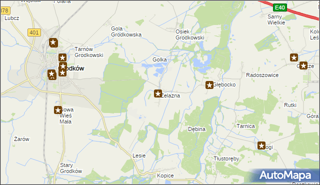 mapa Żelazna gmina Grodków, Żelazna gmina Grodków na mapie Targeo