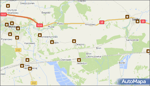 mapa Żelazno gmina Wyrzysk, Żelazno gmina Wyrzysk na mapie Targeo