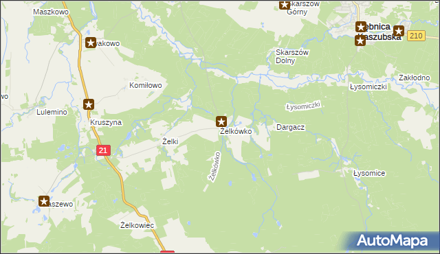 mapa Żelkówko, Żelkówko na mapie Targeo