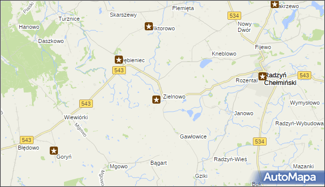 mapa Zielnowo gmina Radzyń Chełmiński, Zielnowo gmina Radzyń Chełmiński na mapie Targeo