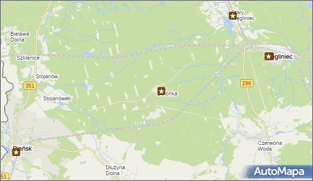 mapa Zielonka gmina Węgliniec, Zielonka gmina Węgliniec na mapie Targeo