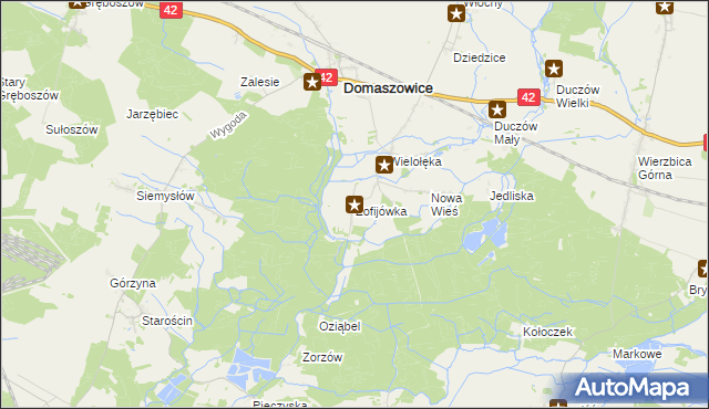 mapa Zofijówka gmina Domaszowice, Zofijówka gmina Domaszowice na mapie Targeo