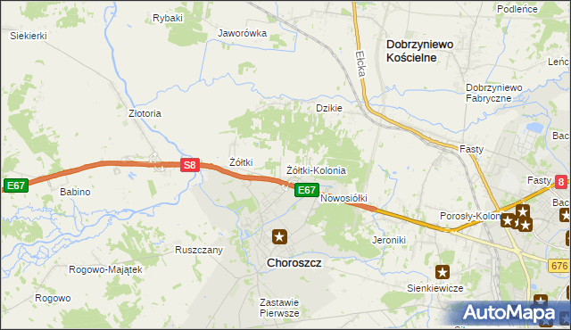 mapa Żółtki-Kolonia, Żółtki-Kolonia na mapie Targeo