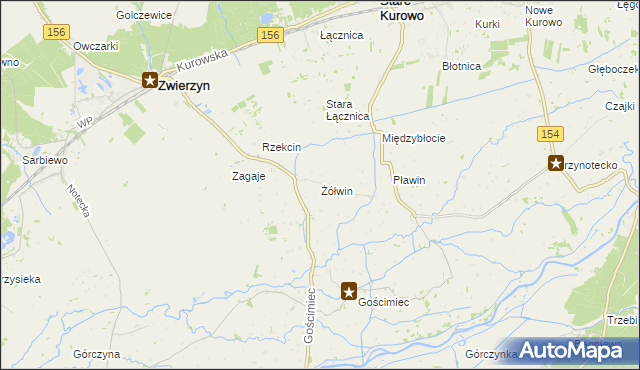 mapa Żółwin gmina Zwierzyn, Żółwin gmina Zwierzyn na mapie Targeo