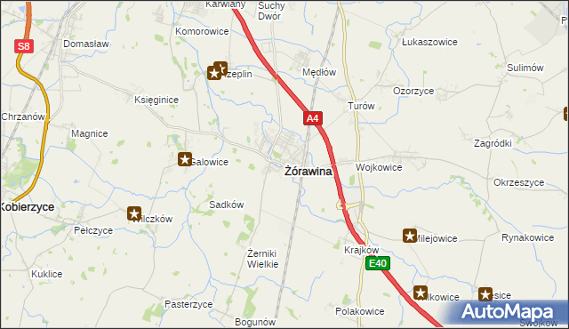 mapa Żórawina, Żórawina na mapie Targeo