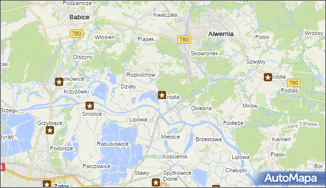 mapa Źródła gmina Alwernia, Źródła gmina Alwernia na mapie Targeo