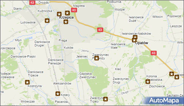 mapa Zwierzyniec Pierwszy, Zwierzyniec Pierwszy na mapie Targeo