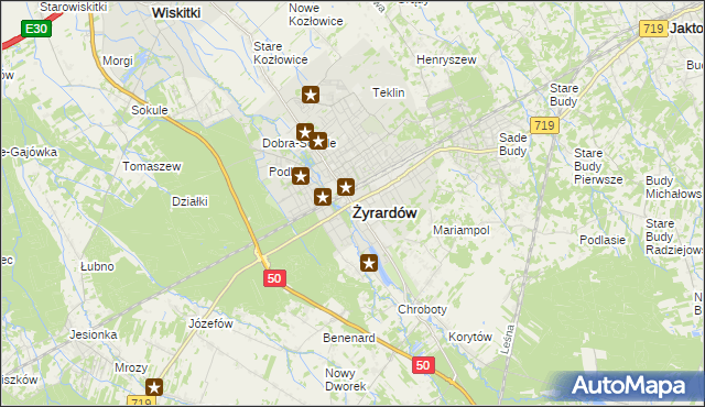 mapa Żyrardów, Żyrardów na mapie Targeo