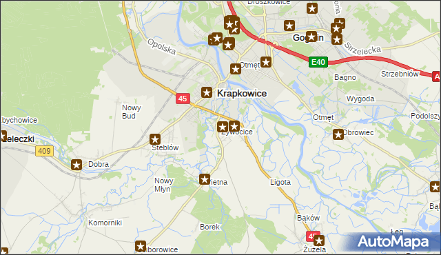 mapa Żywocice, Żywocice na mapie Targeo