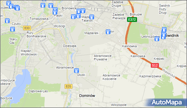 mapa Abramowice Prywatne, Abramowice Prywatne na mapie Targeo