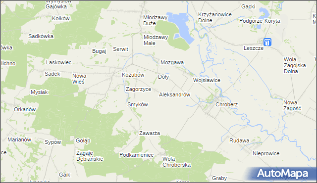 mapa Aleksandrów gmina Pińczów, Aleksandrów gmina Pińczów na mapie Targeo