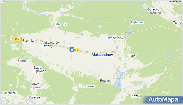 mapa Aleksandrów powiat biłgorajski, Aleksandrów powiat biłgorajski na mapie Targeo