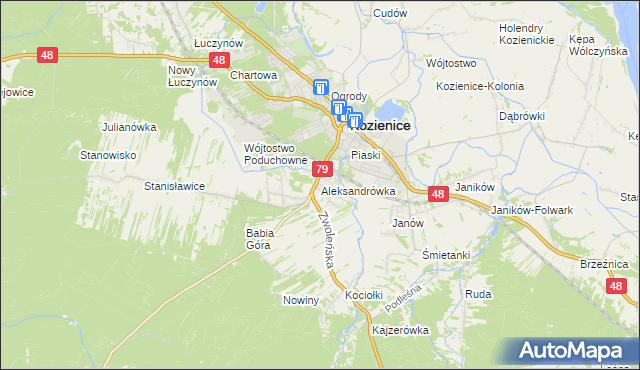 mapa Aleksandrówka gmina Kozienice, Aleksandrówka gmina Kozienice na mapie Targeo