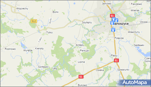 mapa Ardapy, Ardapy na mapie Targeo