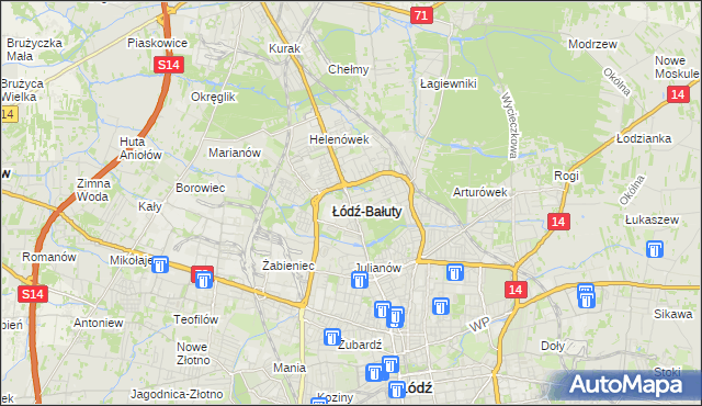 mapa Bałuty gmina Łódź, Bałuty gmina Łódź na mapie Targeo