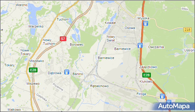 mapa Barniewice, Barniewice na mapie Targeo