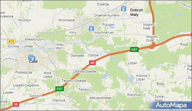 mapa Barycz gmina Dobroń, Barycz gmina Dobroń na mapie Targeo
