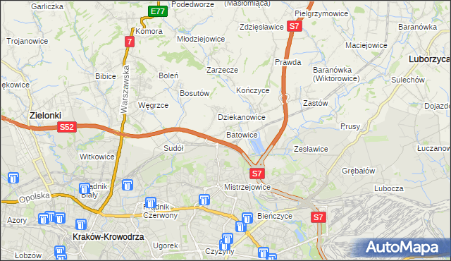 mapa Batowice, Batowice na mapie Targeo