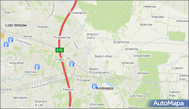 mapa Bedoń-Wieś, Bedoń-Wieś na mapie Targeo