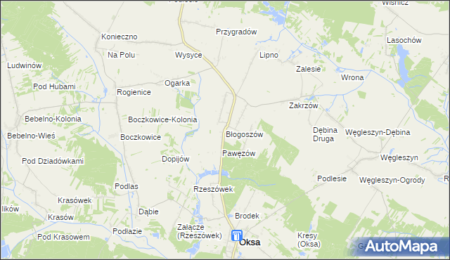 mapa Błogoszów, Błogoszów na mapie Targeo