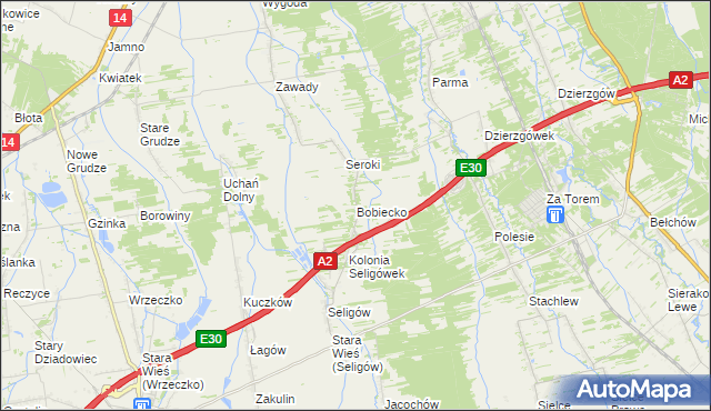 mapa Bobiecko, Bobiecko na mapie Targeo