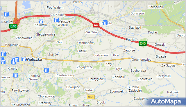 mapa Bodzanów gmina Biskupice, Bodzanów gmina Biskupice na mapie Targeo