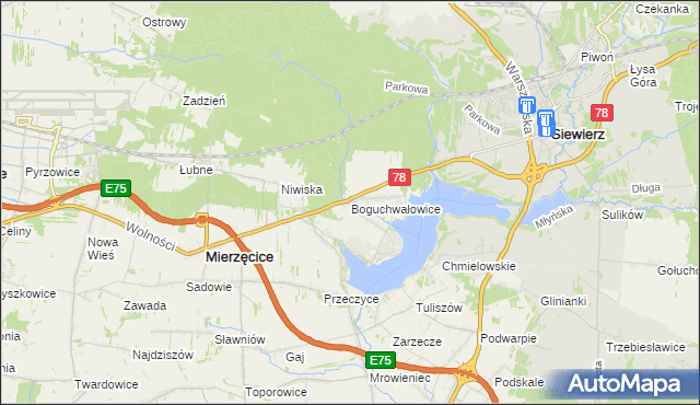 mapa Boguchwałowice, Boguchwałowice na mapie Targeo