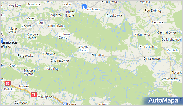 mapa Bogusza, Bogusza na mapie Targeo