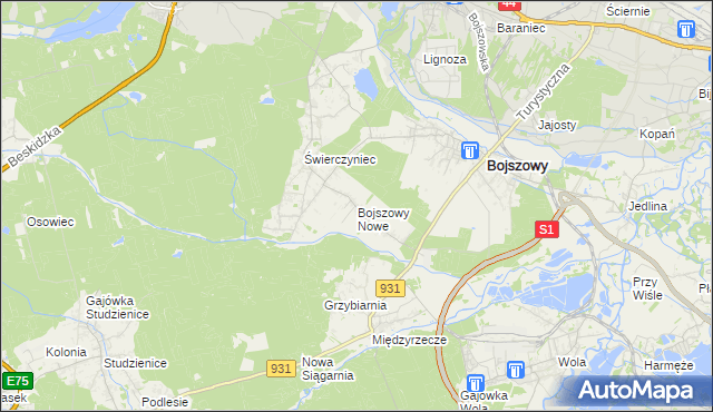 mapa Bojszowy Nowe, Bojszowy Nowe na mapie Targeo