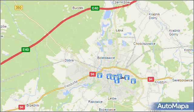 mapa Bolesławice gmina Bolesławiec, Bolesławice gmina Bolesławiec na mapie Targeo