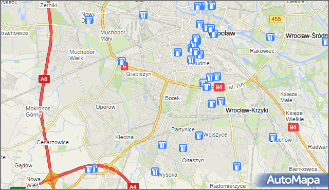 mapa Borek gmina Wrocław, Borek gmina Wrocław na mapie Targeo