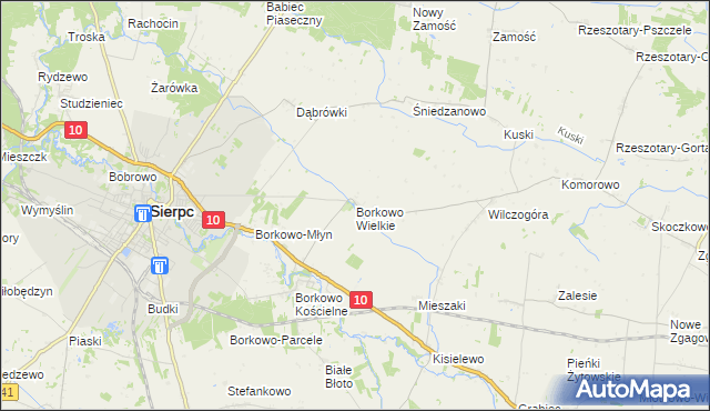 mapa Borkowo Wielkie gmina Sierpc, Borkowo Wielkie gmina Sierpc na mapie Targeo