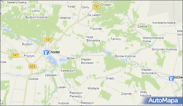 mapa Borów gmina Chodel, Borów gmina Chodel na mapie Targeo