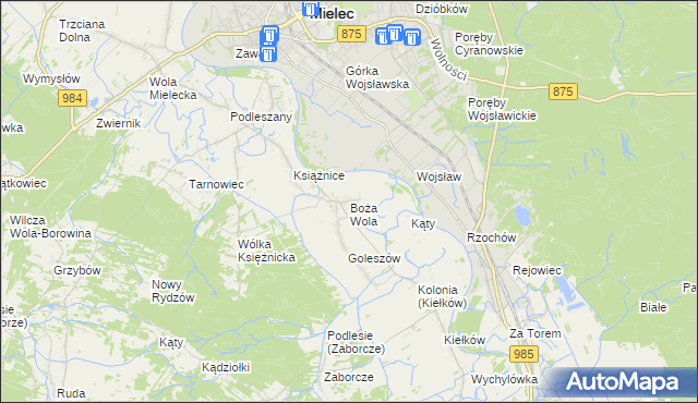 mapa Boża Wola gmina Mielec, Boża Wola gmina Mielec na mapie Targeo