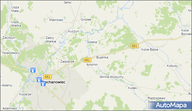 mapa Bujenka, Bujenka na mapie Targeo