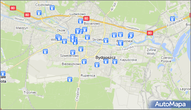 mapa Bydgoszczy, Bydgoszcz na mapie Targeo