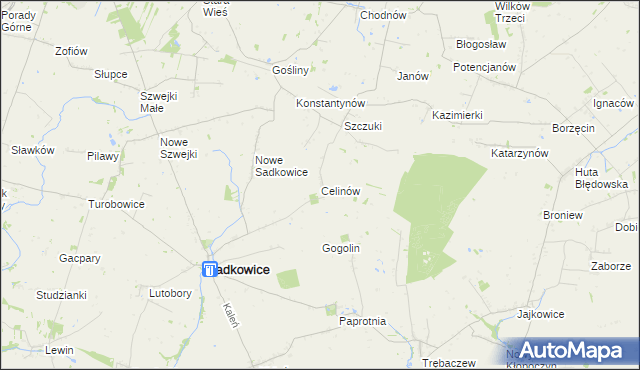 mapa Celinów gmina Sadkowice, Celinów gmina Sadkowice na mapie Targeo